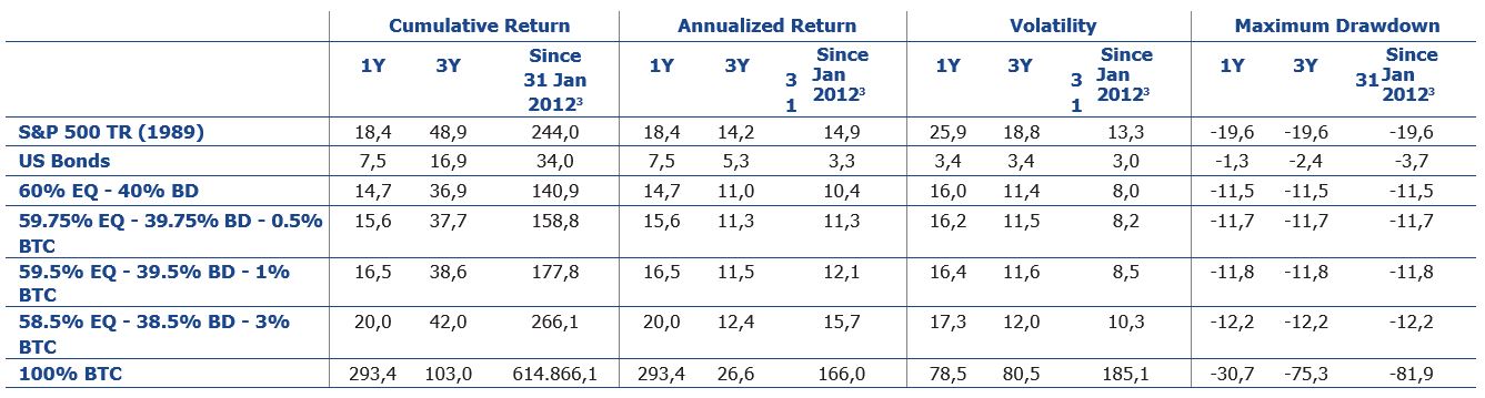 Performance of Bitcoin in an Investment Portfolio